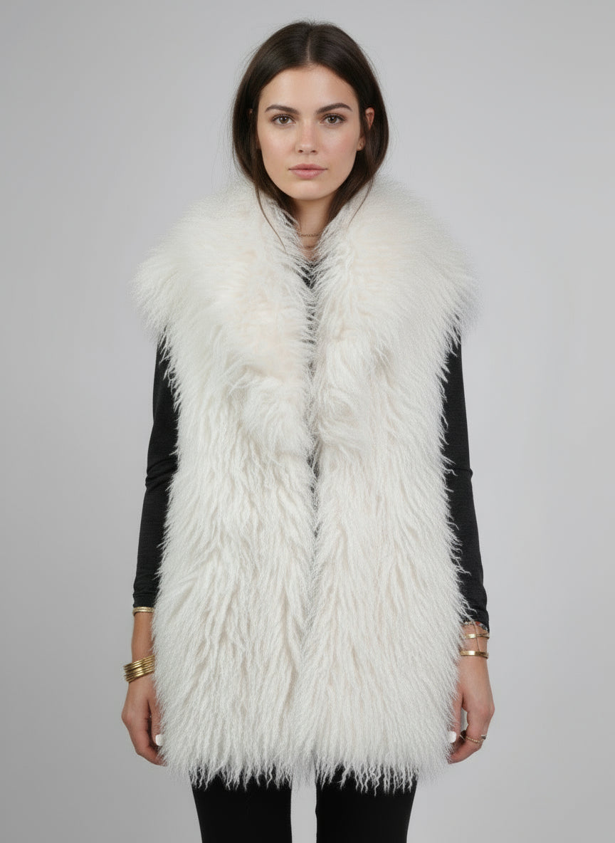 GILET SANS MANCHES EN FAUSSE FOURRURE MOUTON