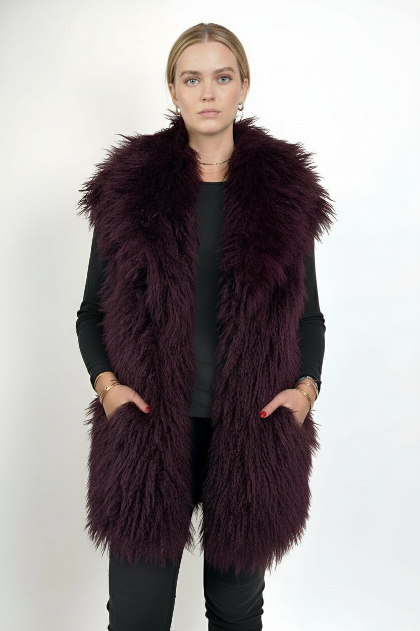 GILET SANS MANCHES EN FAUSSE FOURRURE MOUTON