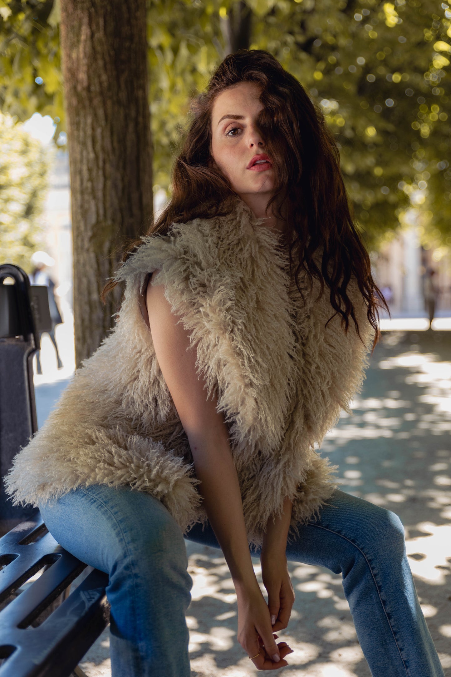 MONGOLIAN SHEEP FAUX FUR SLEEVELESS VEST
