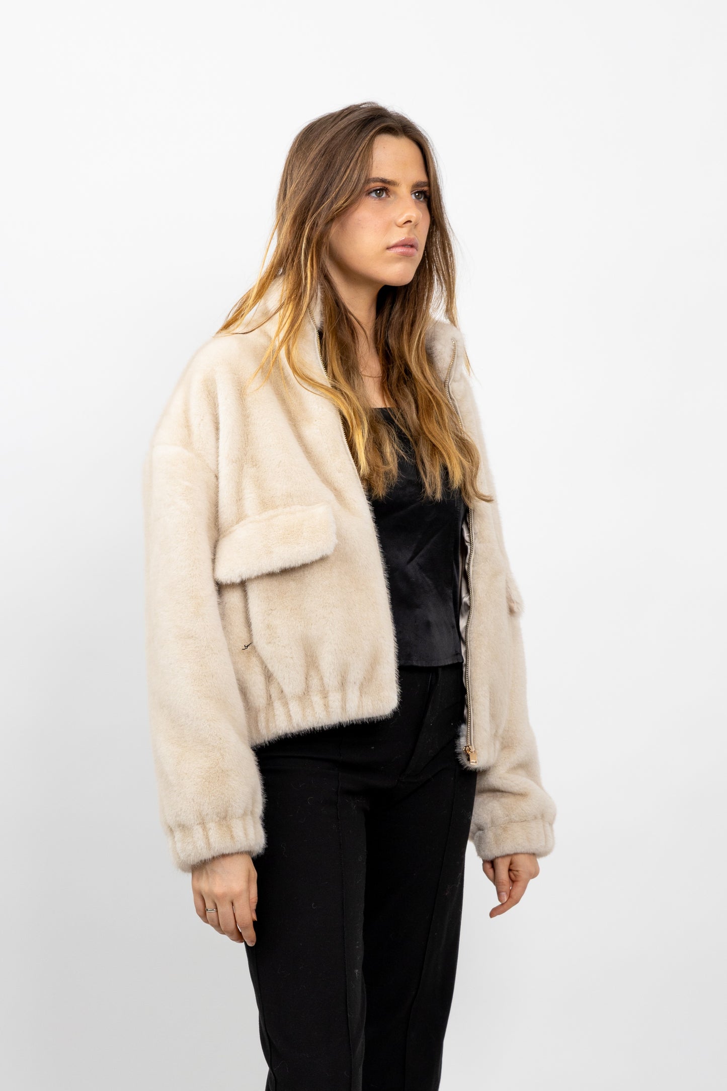 BLOUSON EN FAUSSE FOURRURE