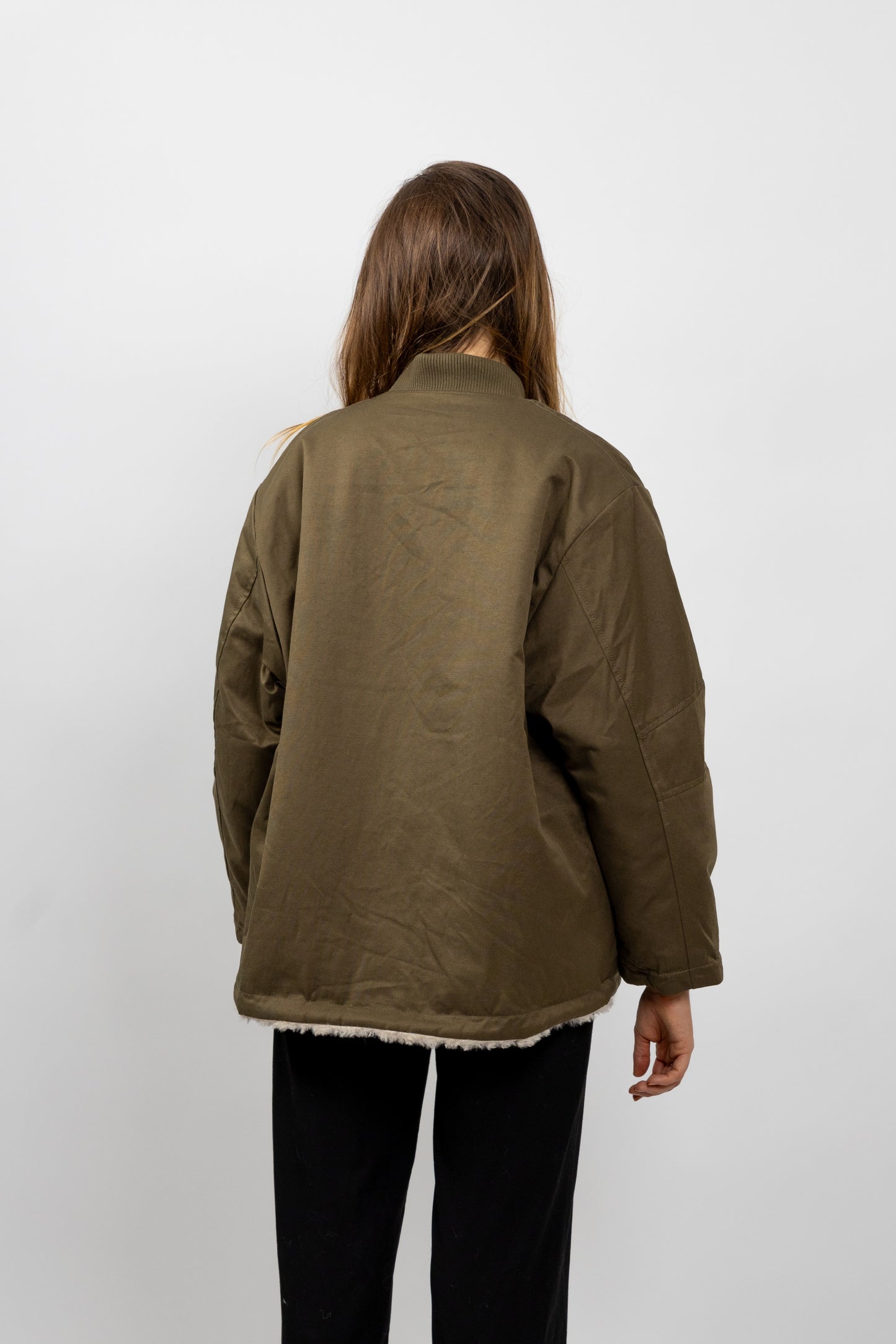 BLOUSON BOMBER REVERSIBLE AVEC FAUSSE FOURRURE MOUTON