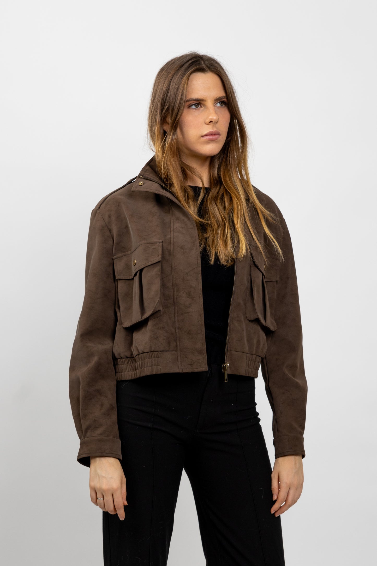 BLOUSON COURT EFFET DAIM IMPERMÉABLE