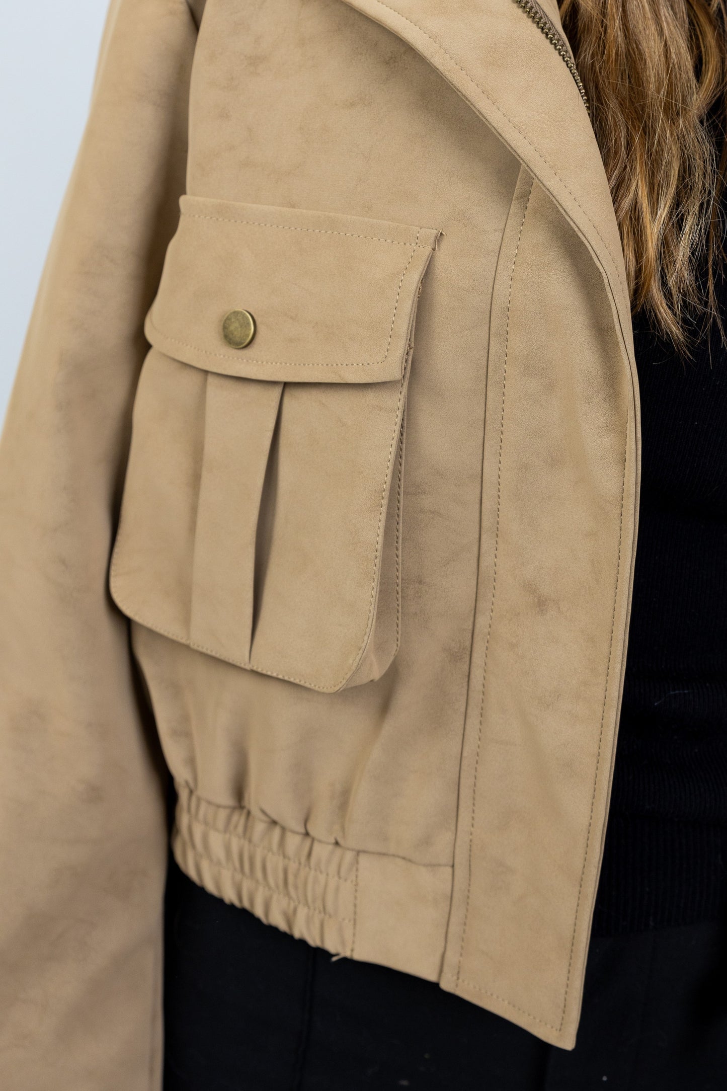 BLOUSON COURT EFFET DAIM IMPERMÉABLE