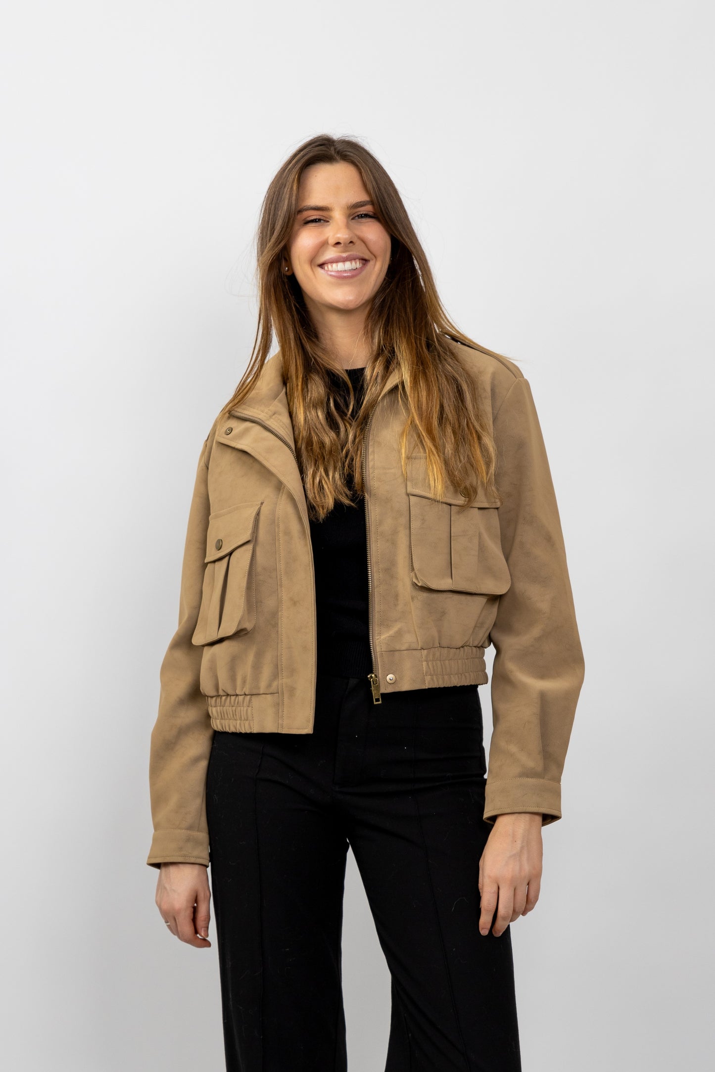 BLOUSON COURT EFFET DAIM IMPERMÉABLE