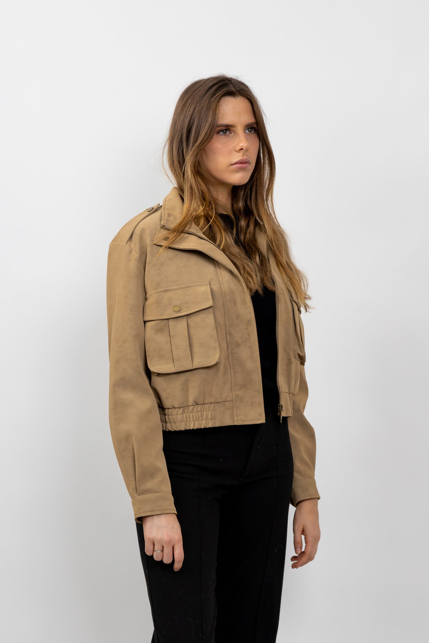 BLOUSON COURT EFFET DAIM IMPERMÉABLE
