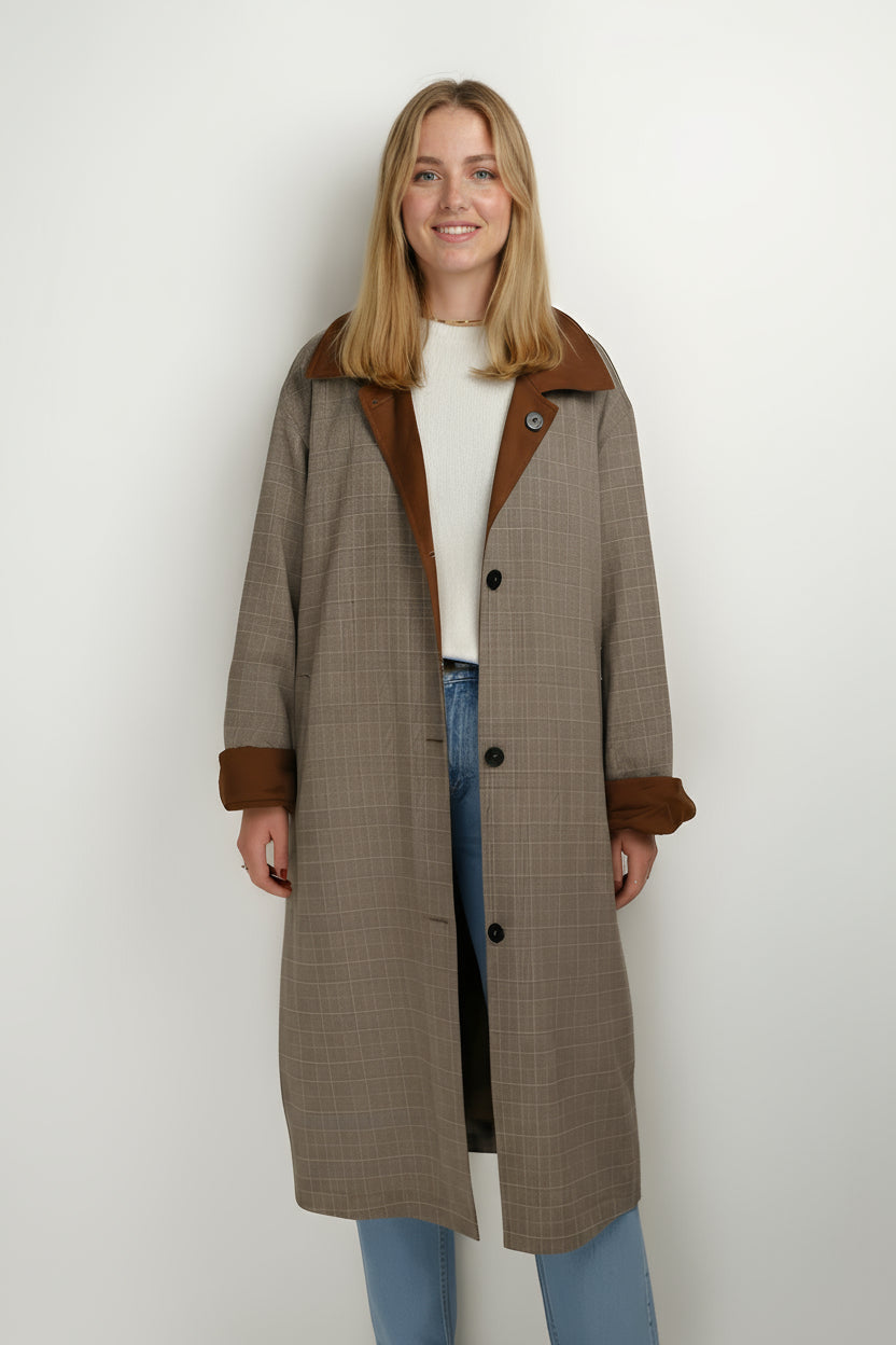 TRENCH REVERSIBLE À CARREAUX
