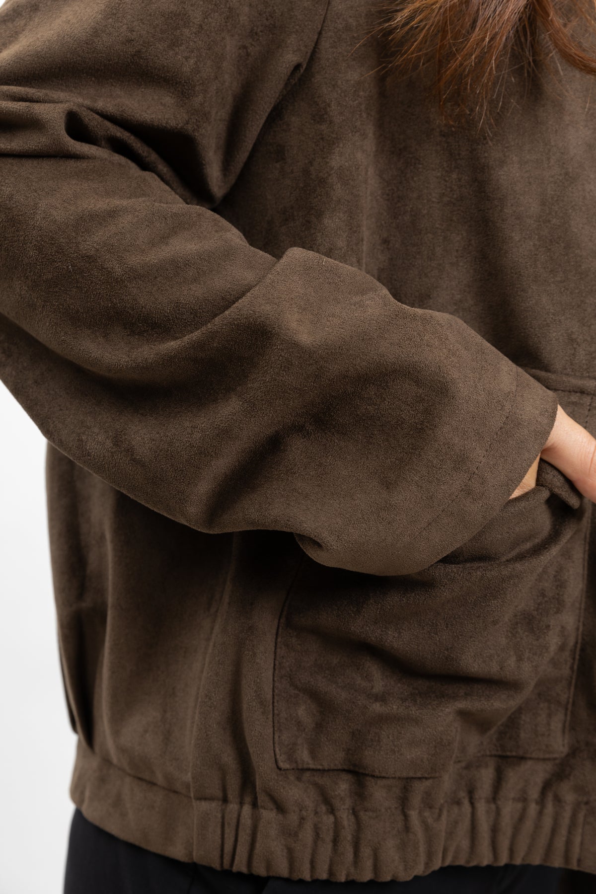 SUEDE-EFFECT BOMBER JACKET