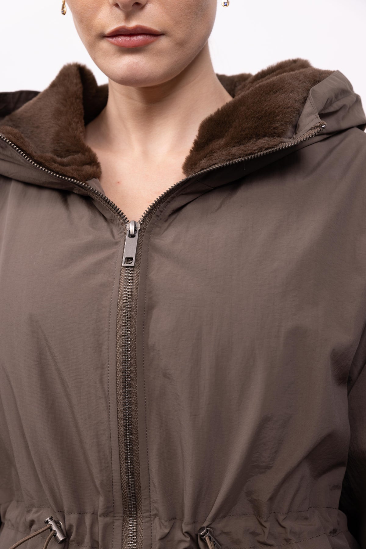 WATERPROOF PARKA WITH HOOD AND FAUX FUR LINING