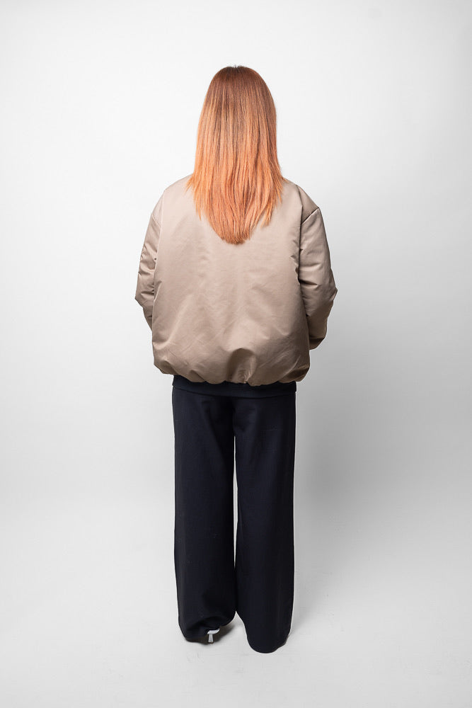 REVERSIBLE BOMBER WITH LEOPARD INTERIOR