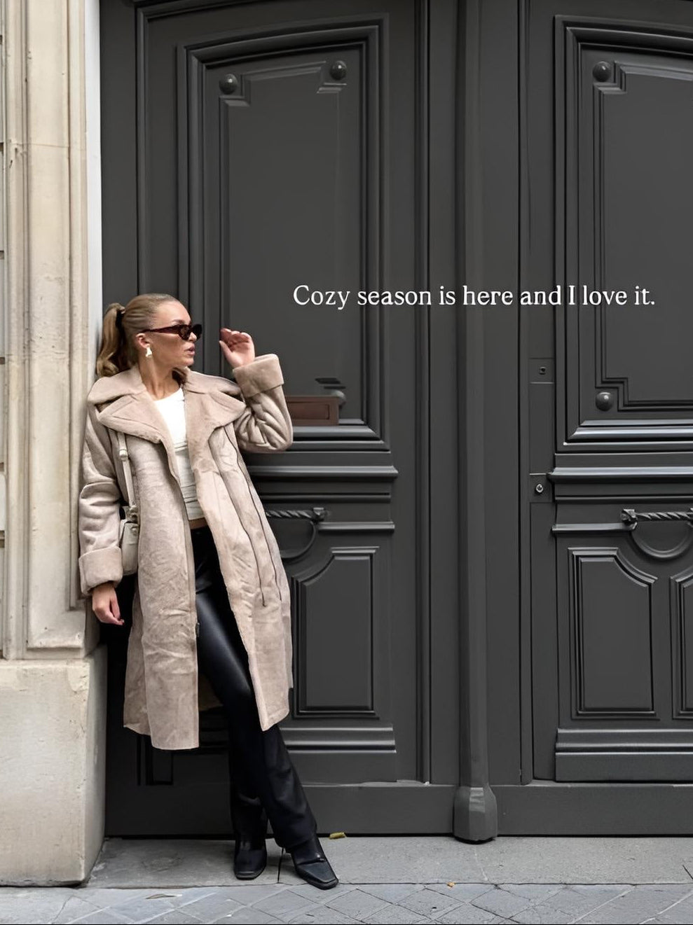 LONG AVIATOR COAT WITH FAUX FUR INSIDE