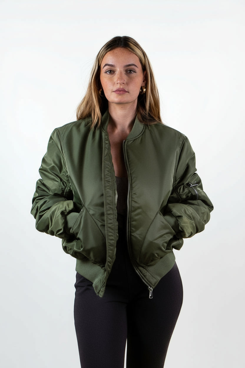 OVERSIZED QUILTED BOMBER JACKET
