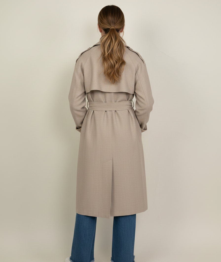 LINEN AND COTTON BLEND TRENCH COAT