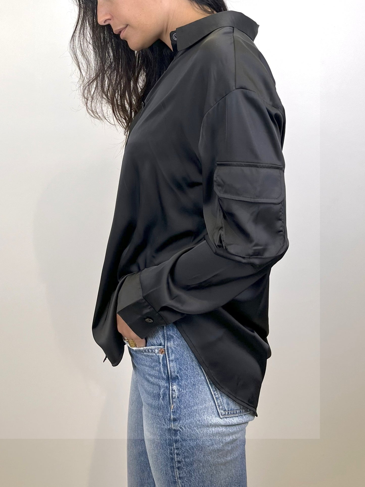 LONG SLEEVE SATIN BLOUSE