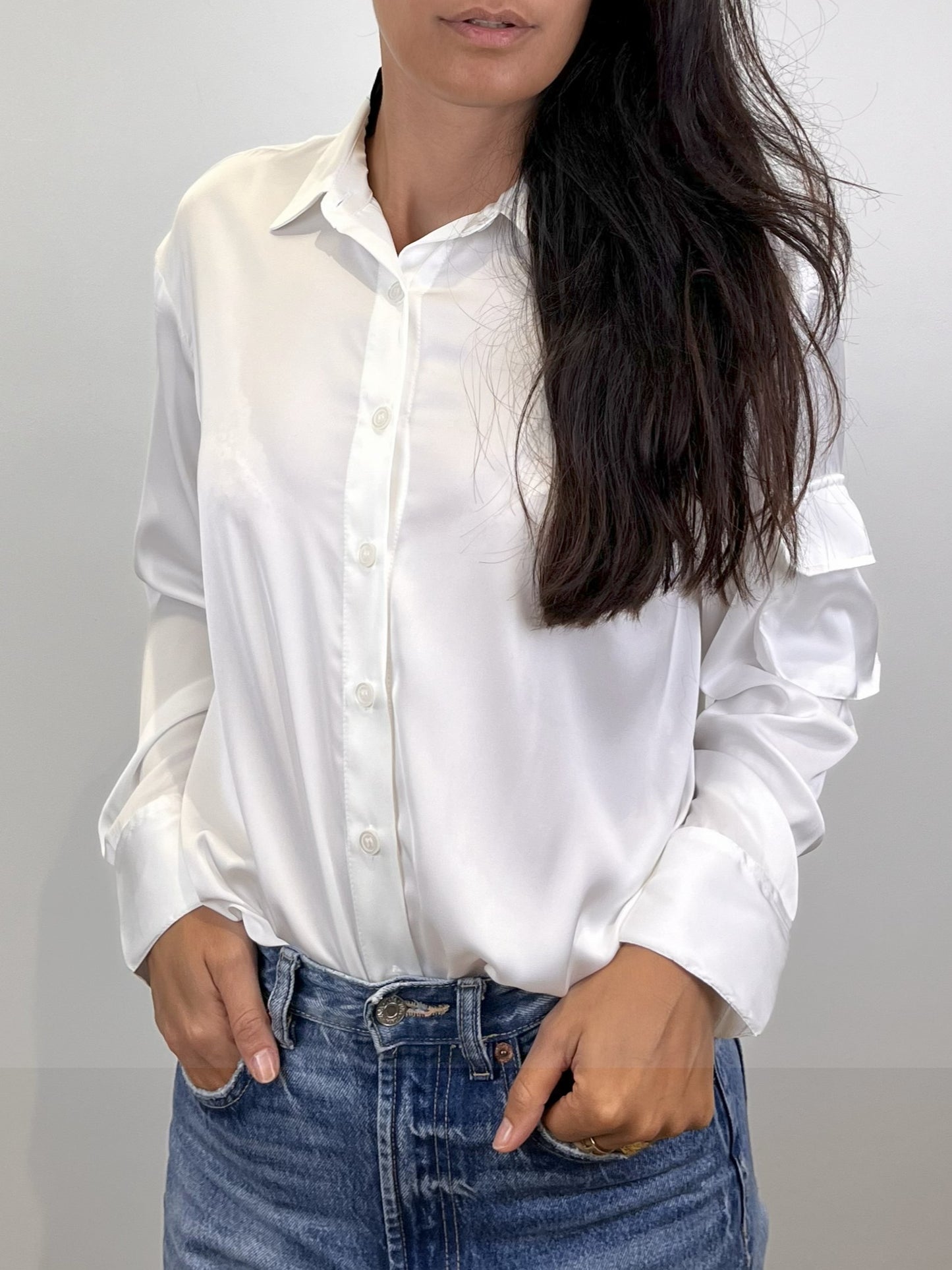 LONG SLEEVE SATIN BLOUSE