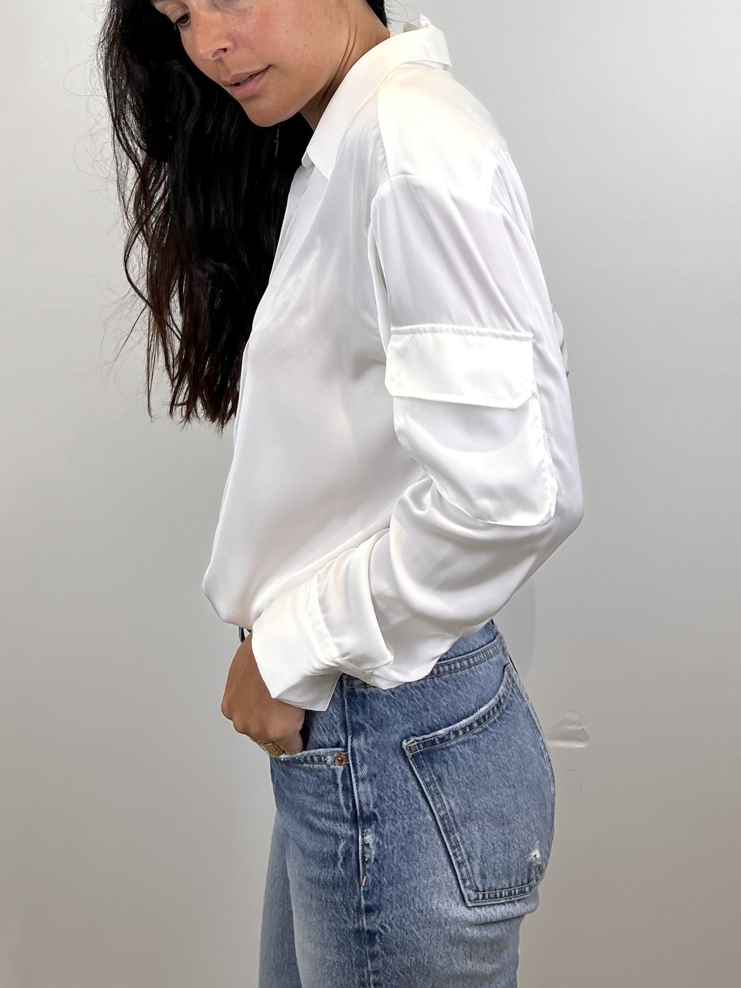 LONG SLEEVE SATIN BLOUSE