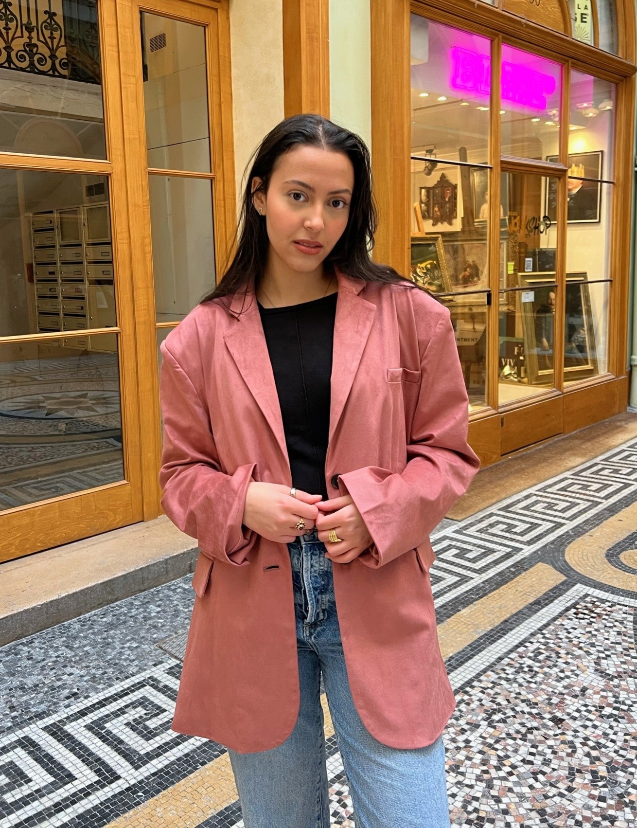 SUEDE-EFFECT BLAZER