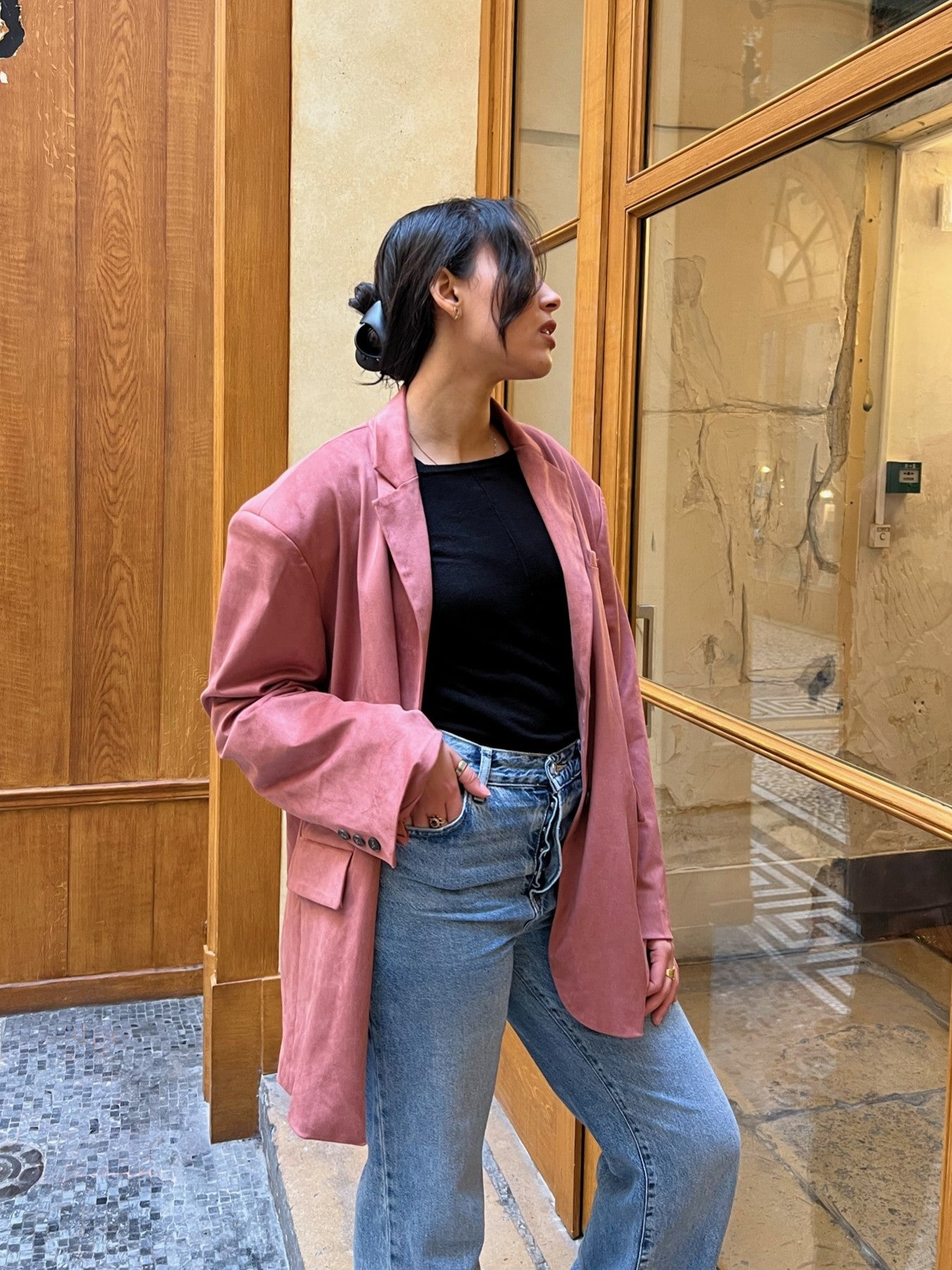 SUEDE-EFFECT BLAZER