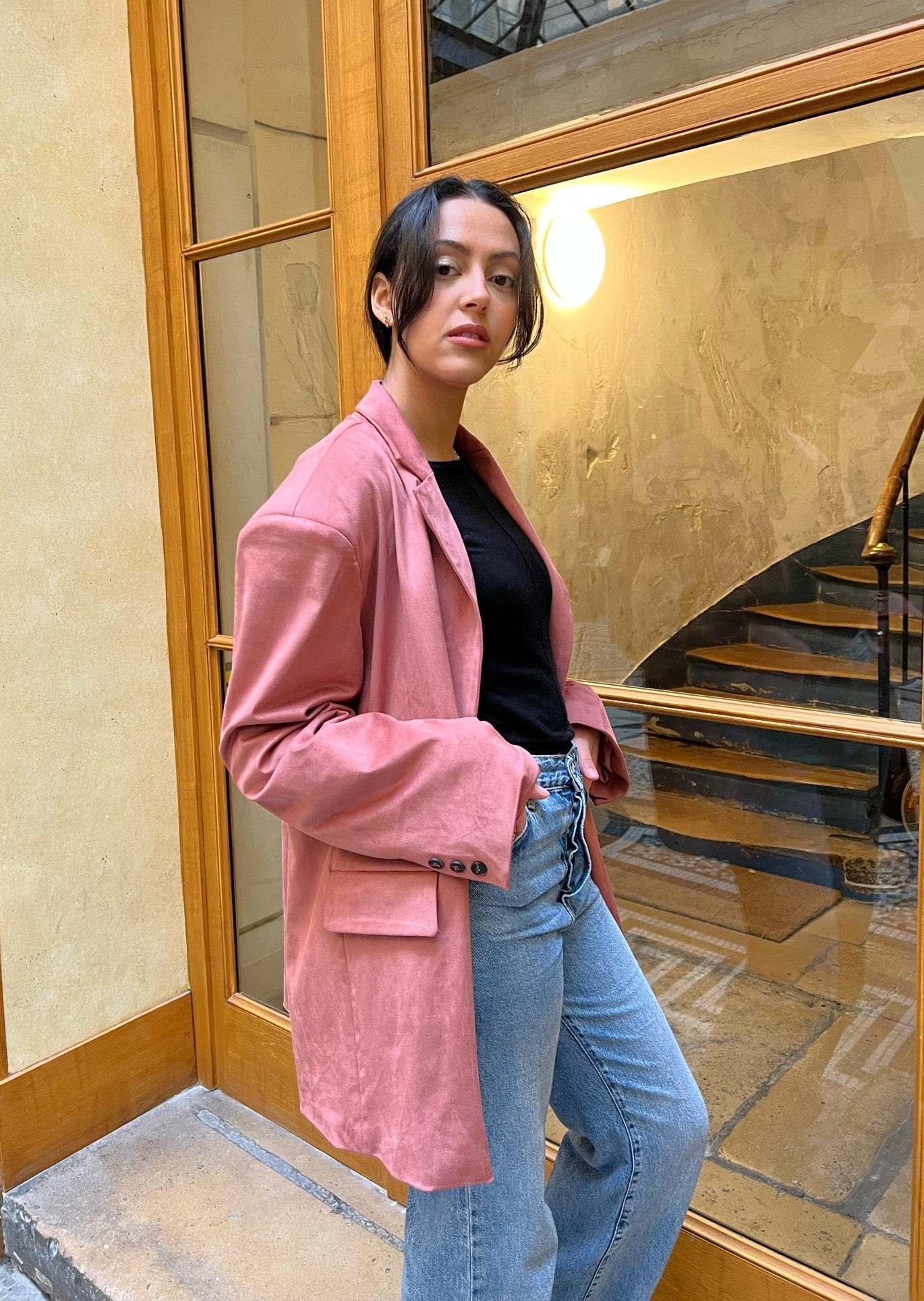SUEDE-EFFECT BLAZER