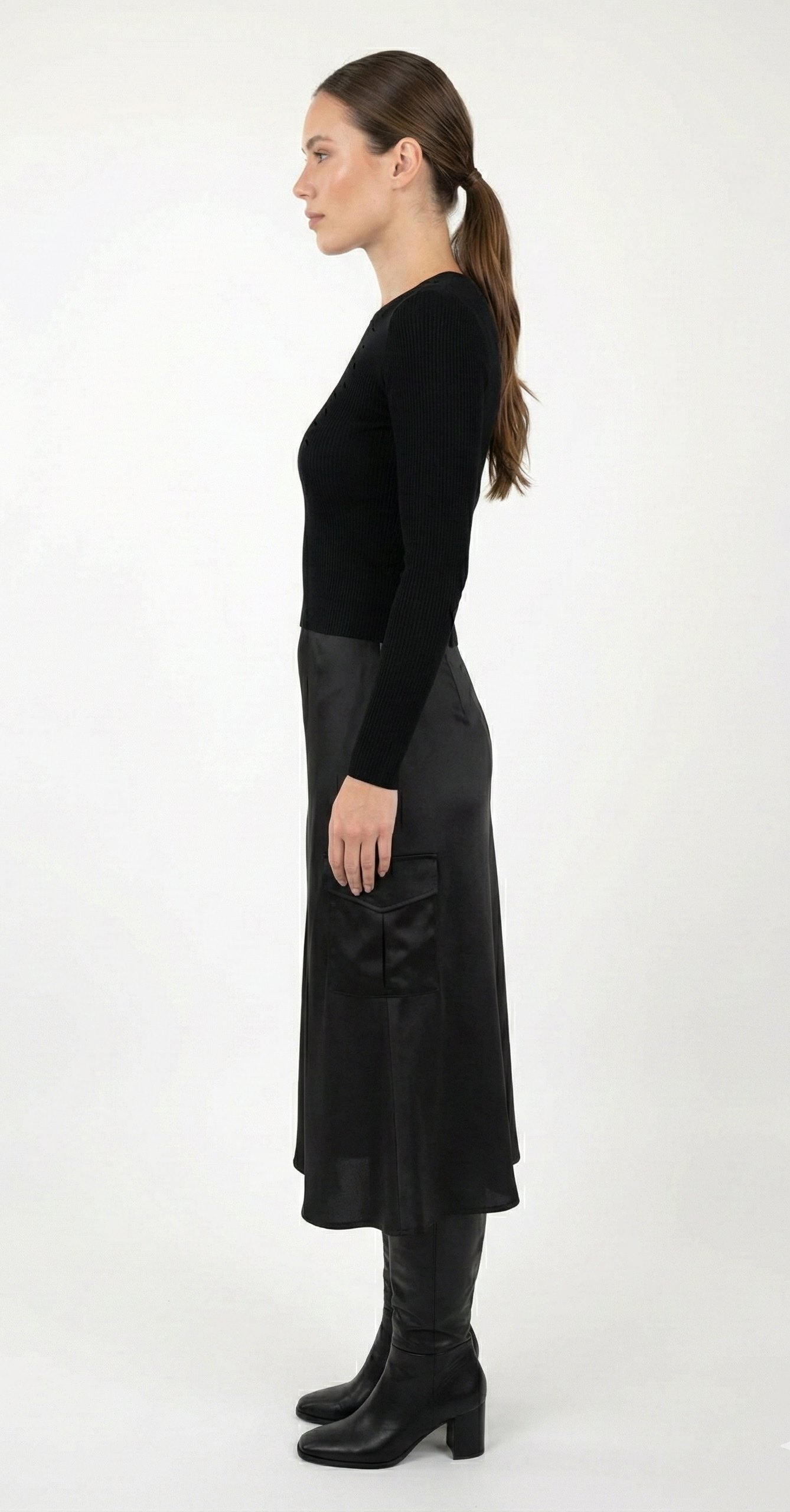 SATIN MID-LENGTH SKIRT