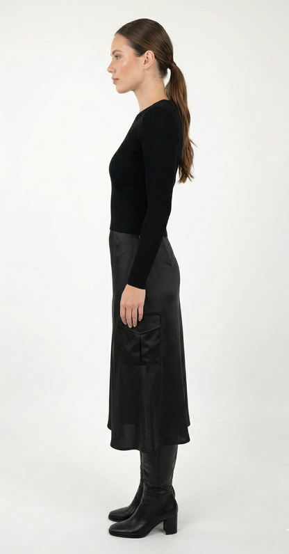 SATIN MID-LENGTH SKIRT