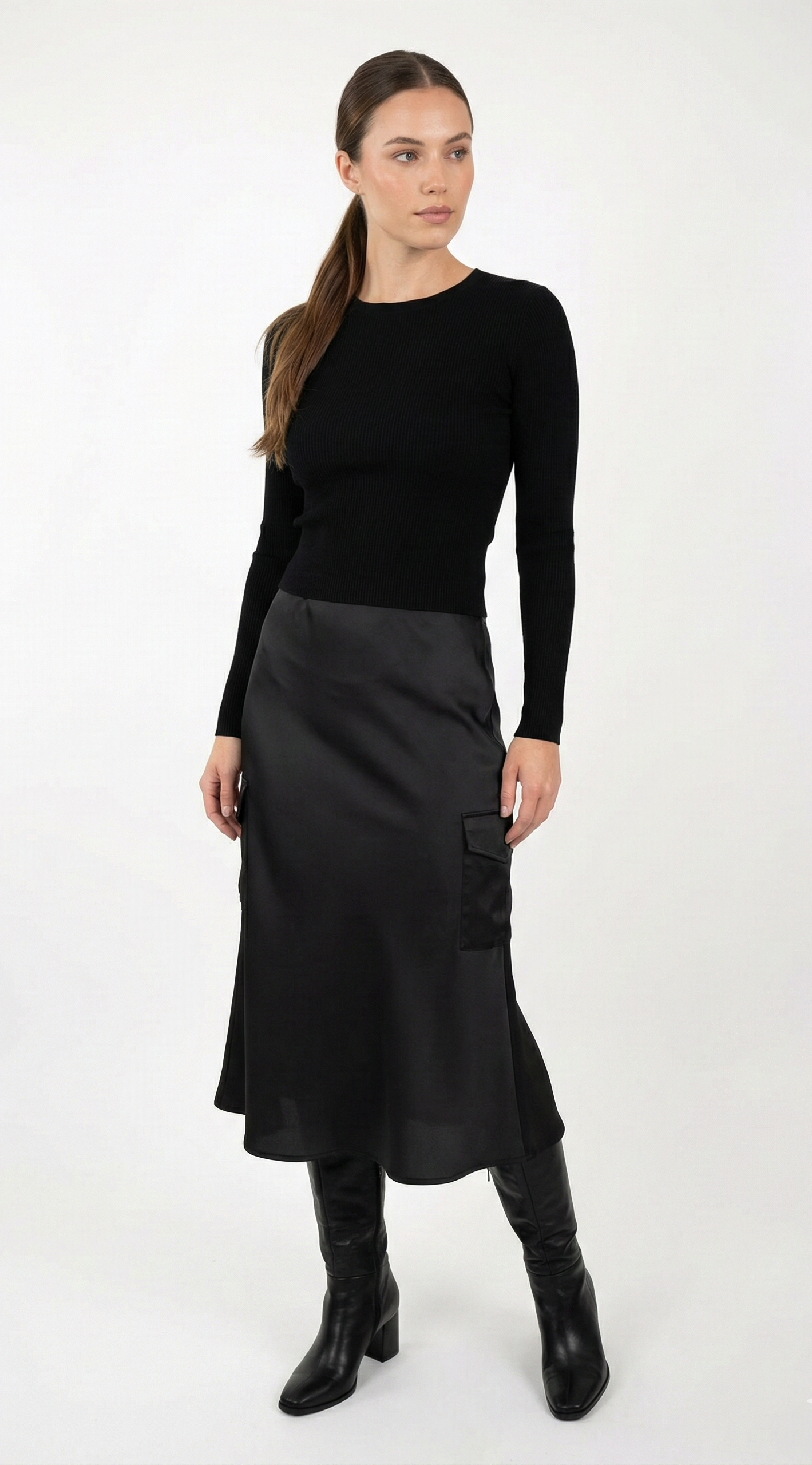 SATIN MID-LENGTH SKIRT