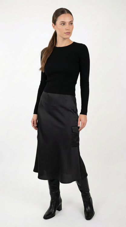 SATIN MID-LENGTH SKIRT