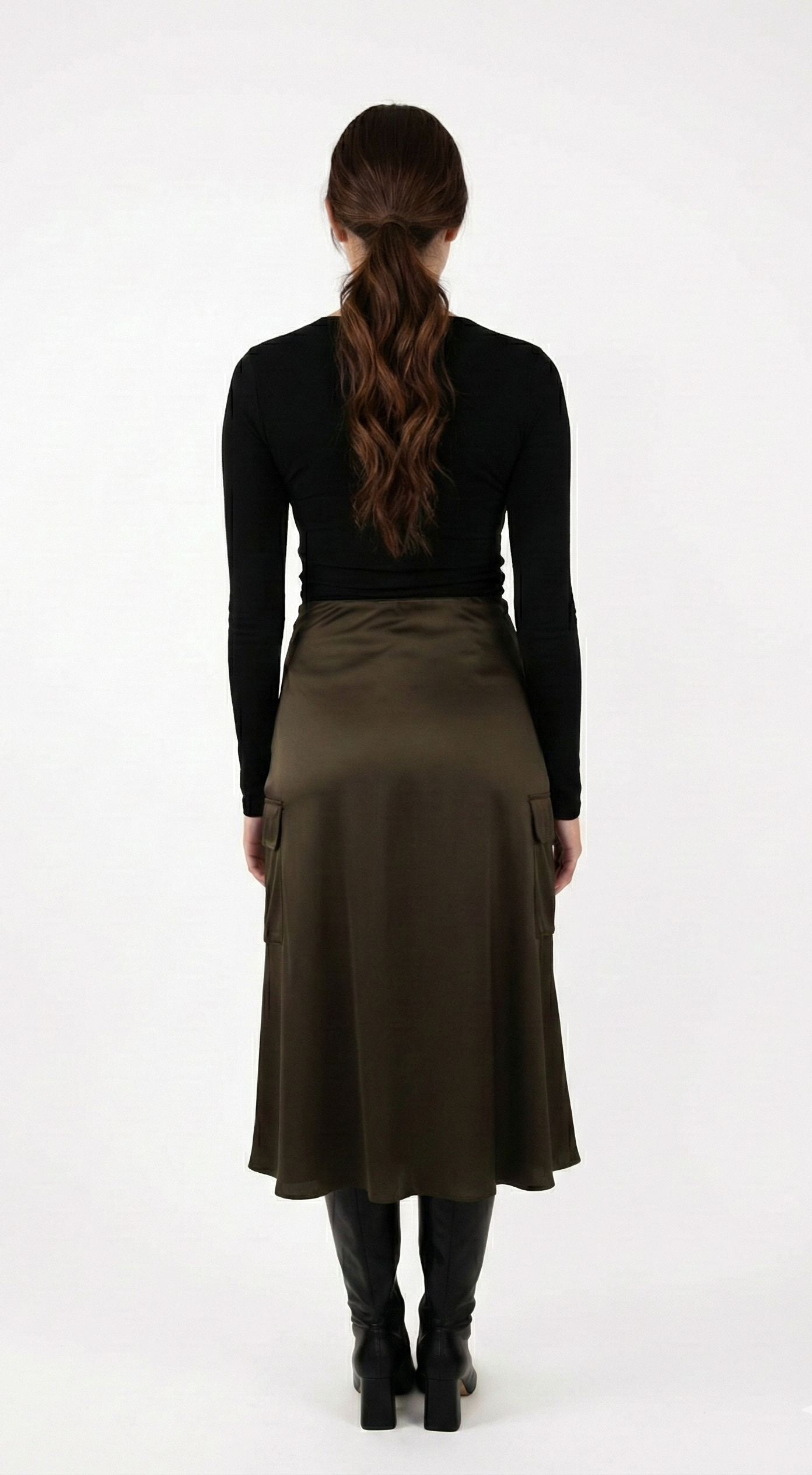 SATIN MID-LENGTH SKIRT