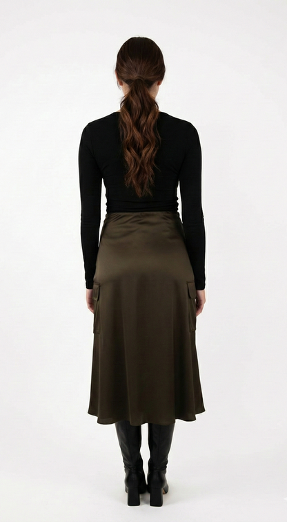 SATIN MID-LENGTH SKIRT