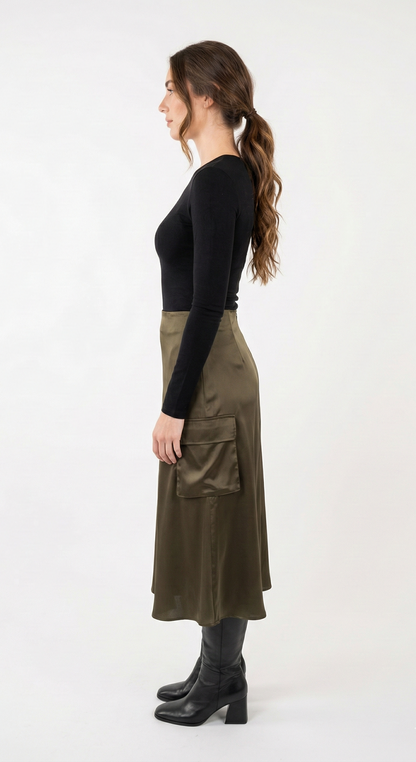 SATIN MID-LENGTH SKIRT