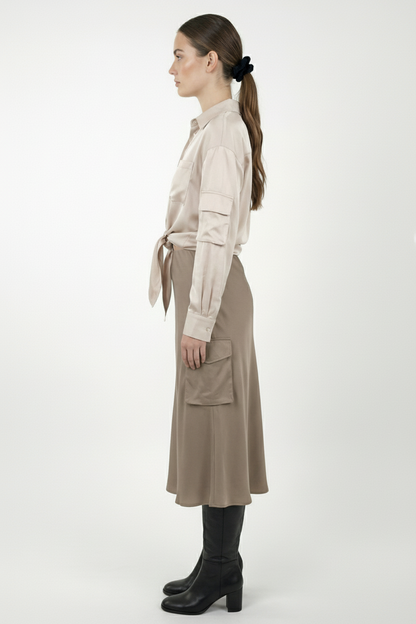 SATIN MID-LENGTH SKIRT