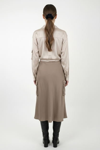 SATIN MID-LENGTH SKIRT