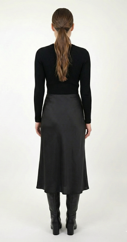 SATIN MID-LENGTH SKIRT