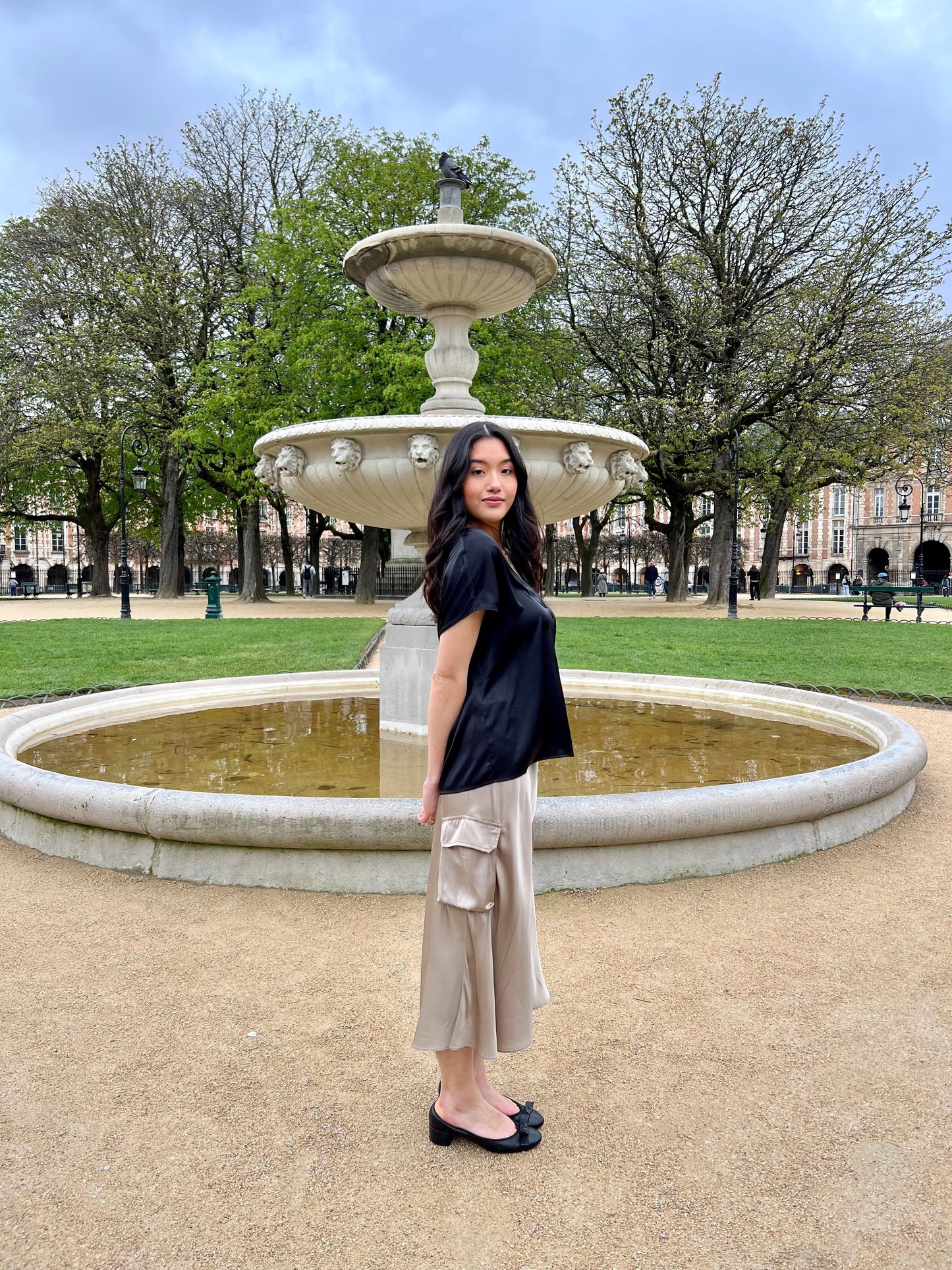 SATIN MID-LENGTH SKIRT