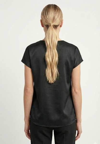 SHORT SLEEVE SATIN BLOUSE