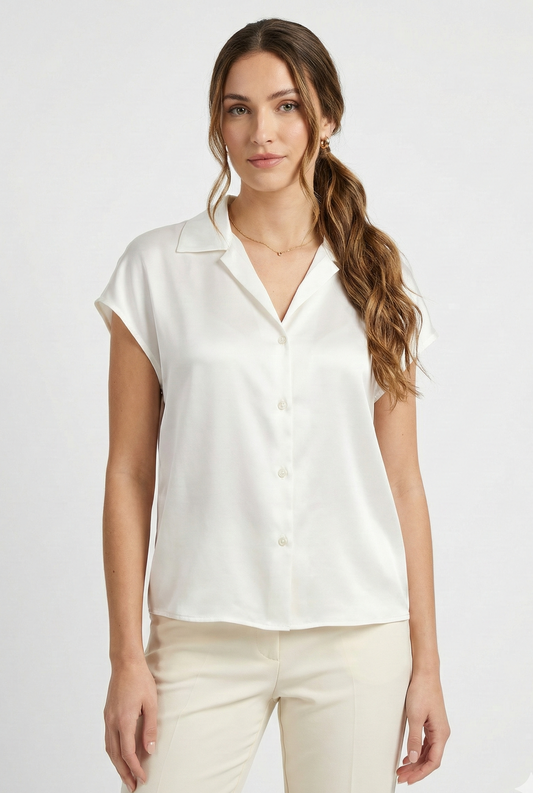 CHEMISE EN SATINÉE MANCHE COURTE