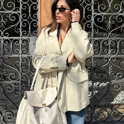 BI-MATERIAL BLAZER JACKET