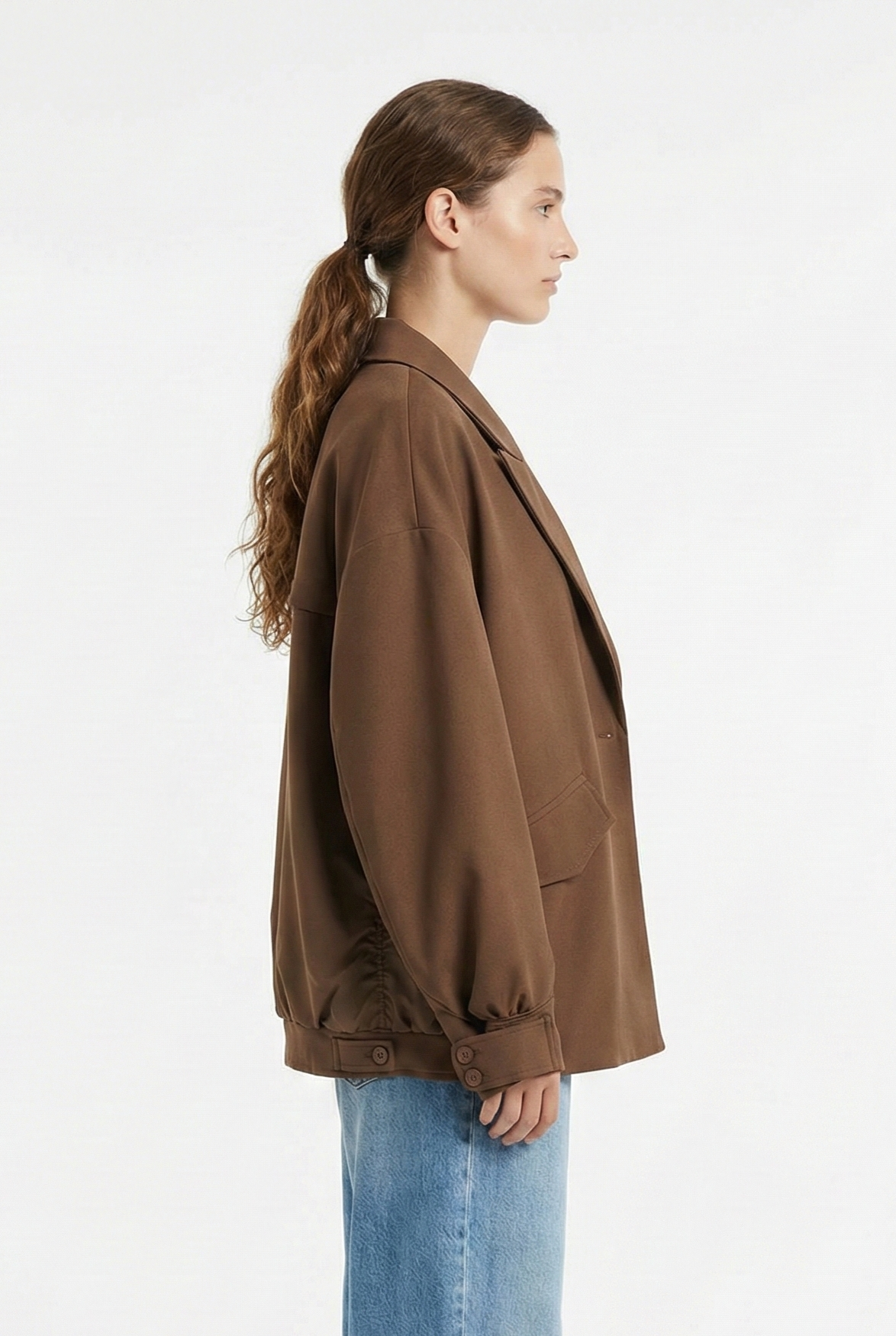 BI-MATERIAL BLAZER JACKET