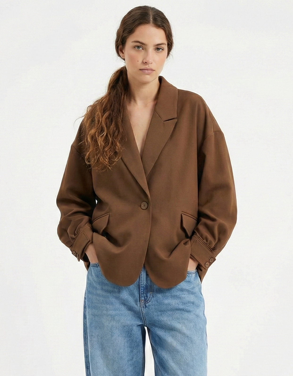 BI-MATERIAL BLAZER JACKET