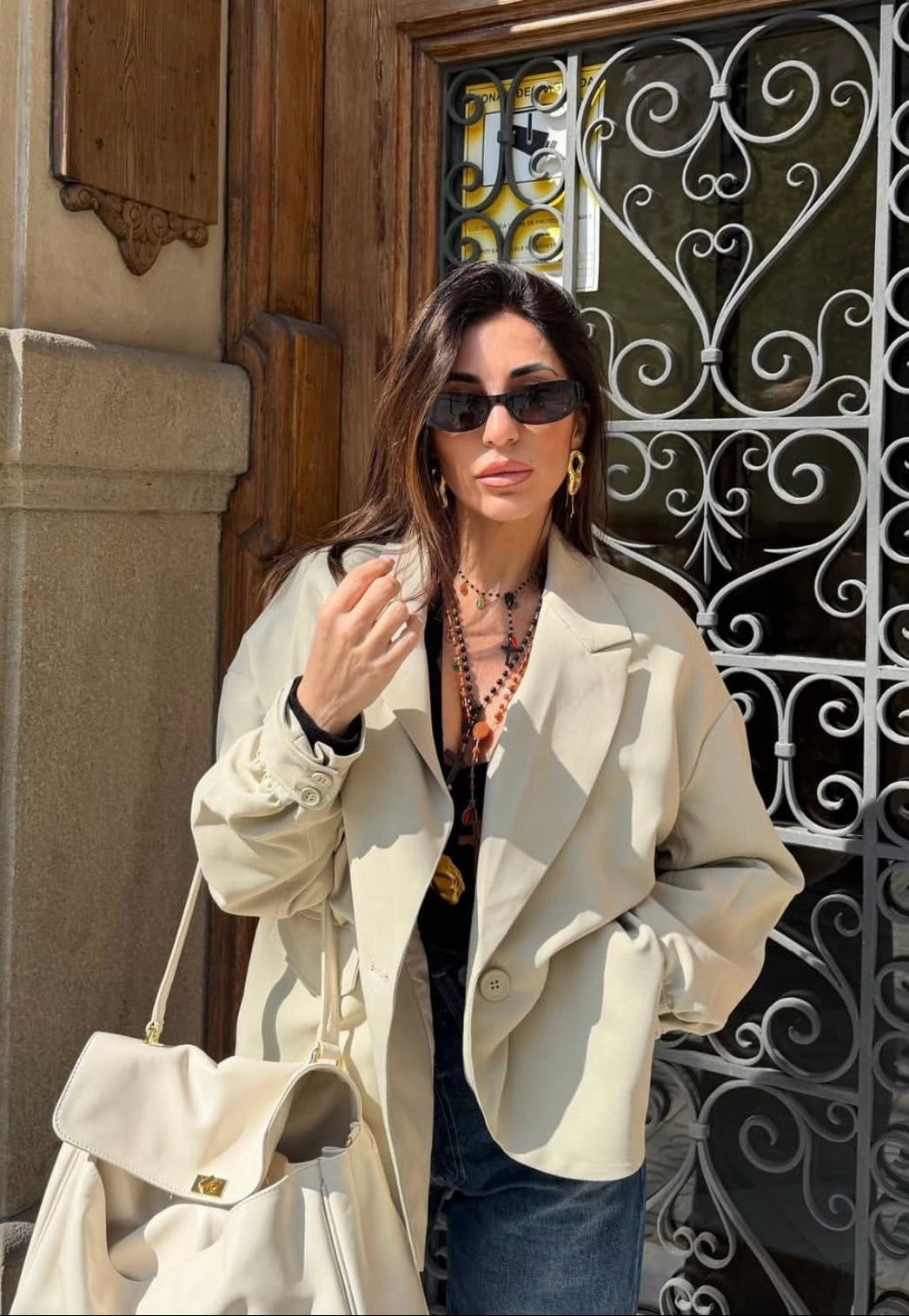 BI-MATERIAL BLAZER JACKET