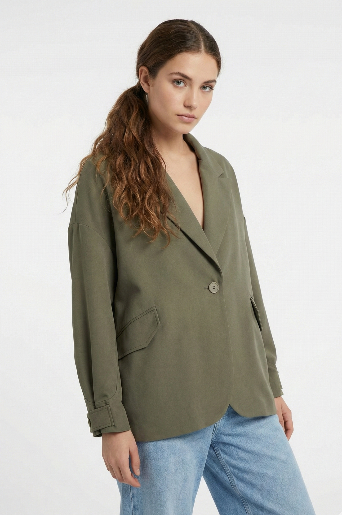 BI-MATERIAL BLAZER JACKET