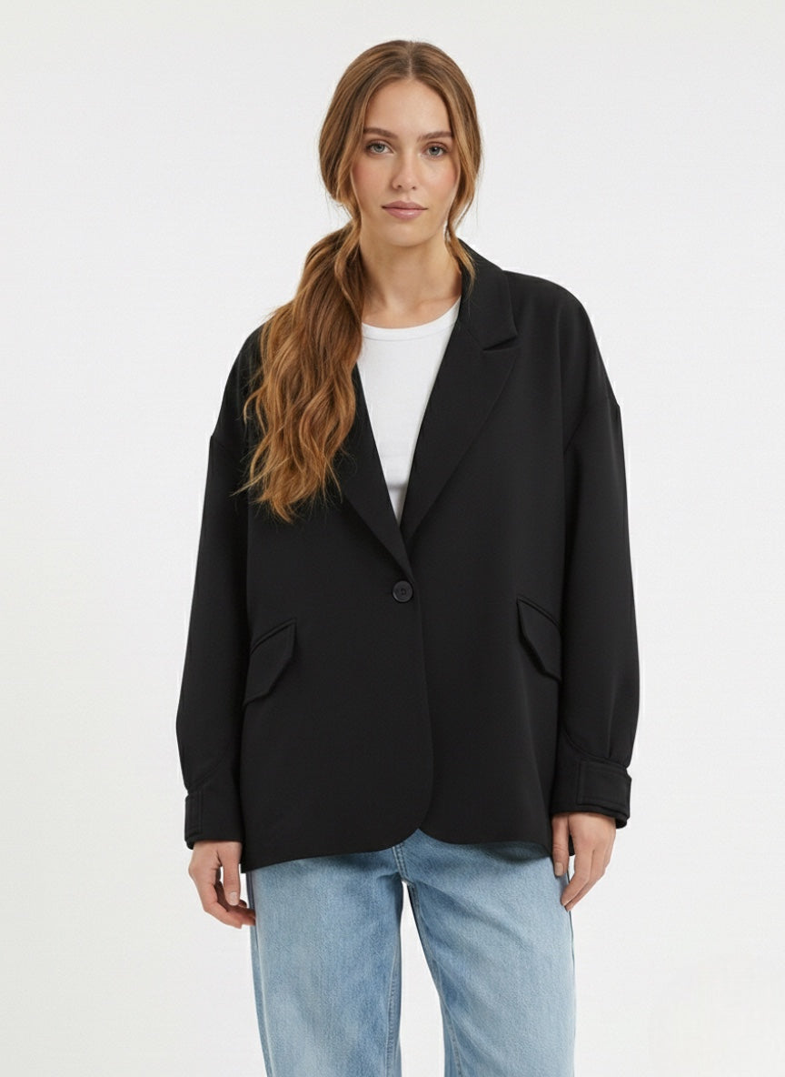 BI-MATERIAL BLAZER JACKET