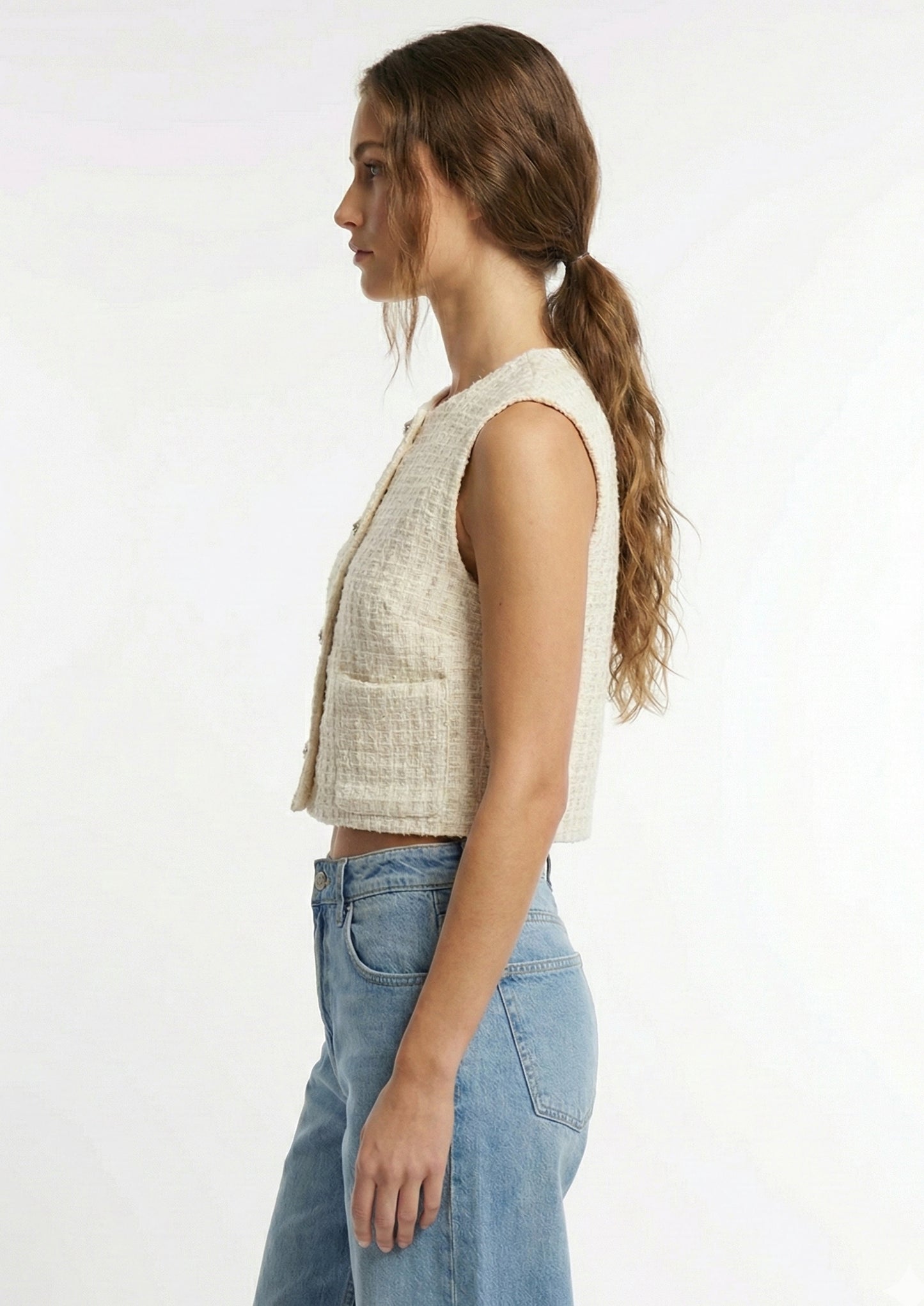 CHAQUETA DE TWEED SIN MANGAS