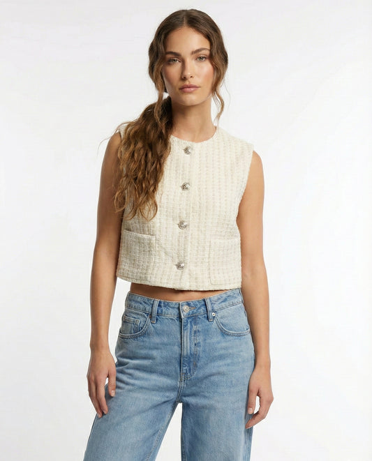 SLEEVELESS TWEED JACKET