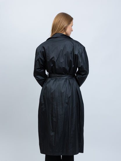 Long waterproof trench coat with belt