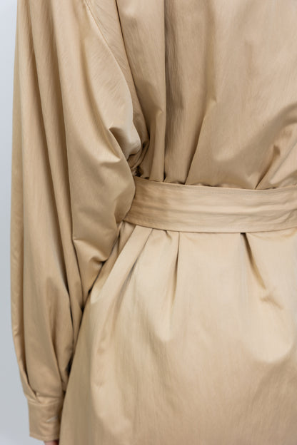 Long waterproof trench coat with belt