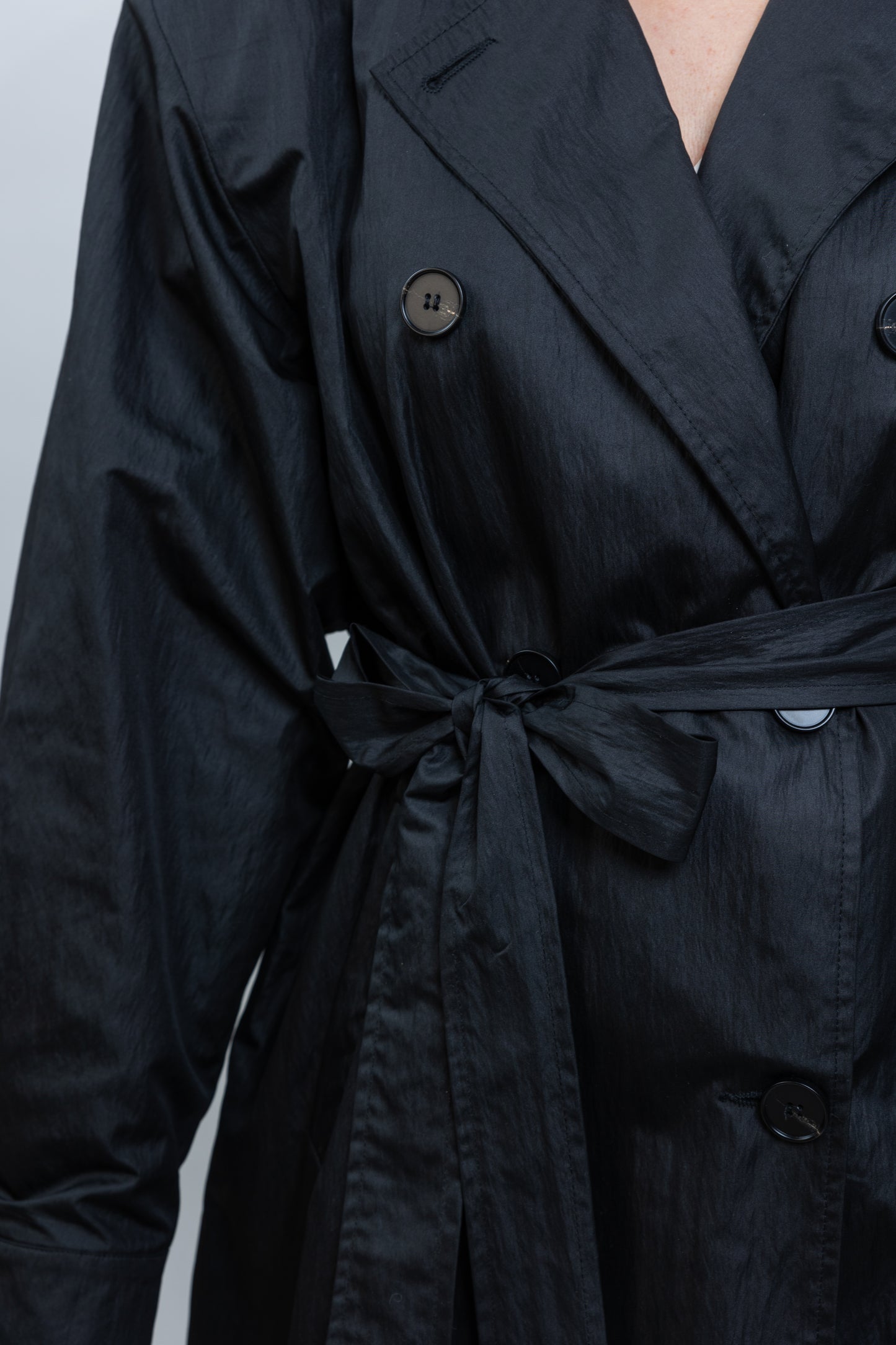 Long waterproof trench coat with belt