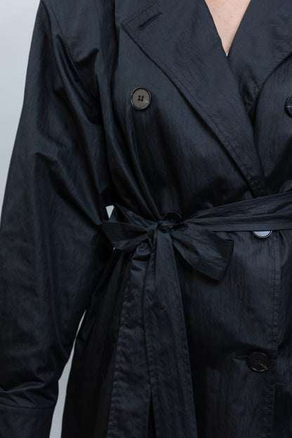 Long waterproof trench coat with belt