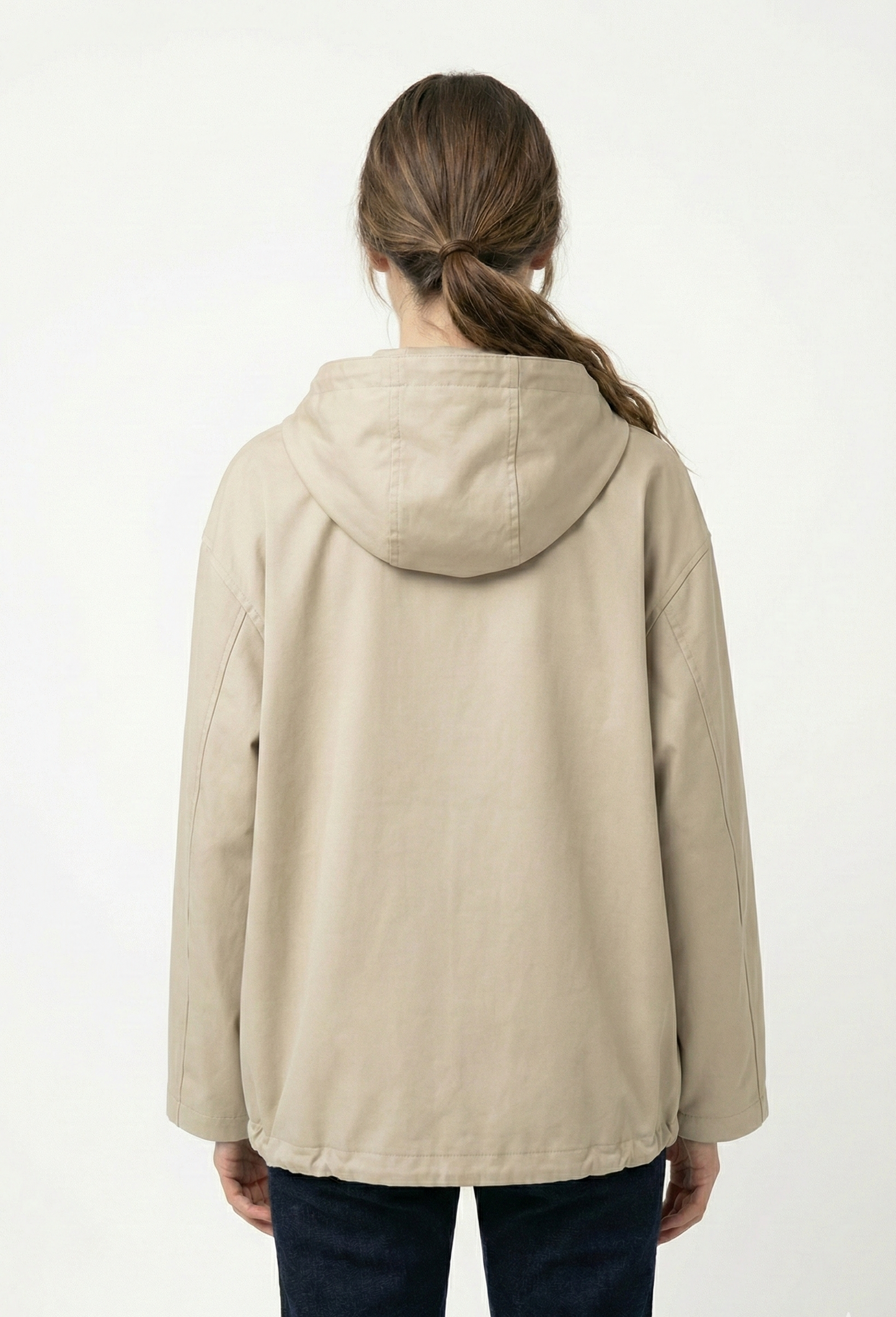 Short cotton blend parka with hood