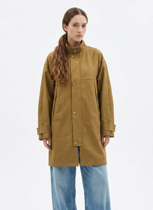 Mid-length parka in cotton blend