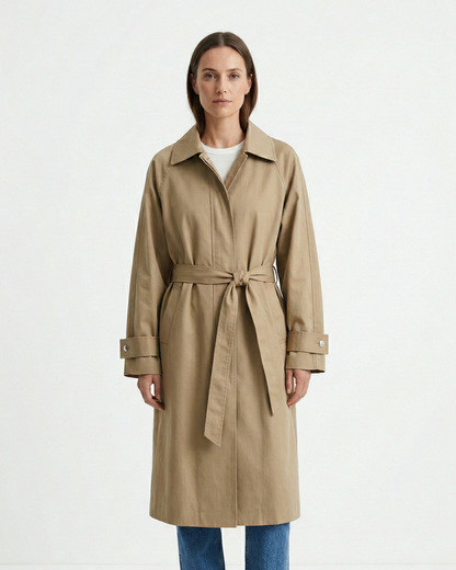Waterproof trench coat in cotton blend
